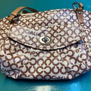 Coach Signature Shoulder Bag - Brown/Tan Monogram